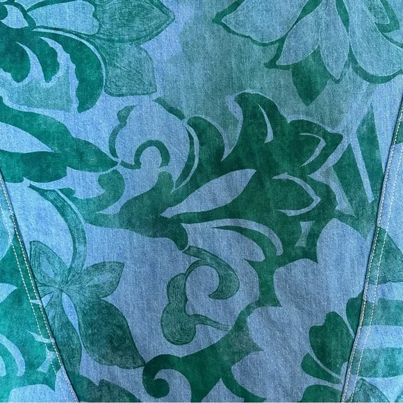 Pilcro Blue Denim Tunic with Green Floral Print - Picture 4 of 10